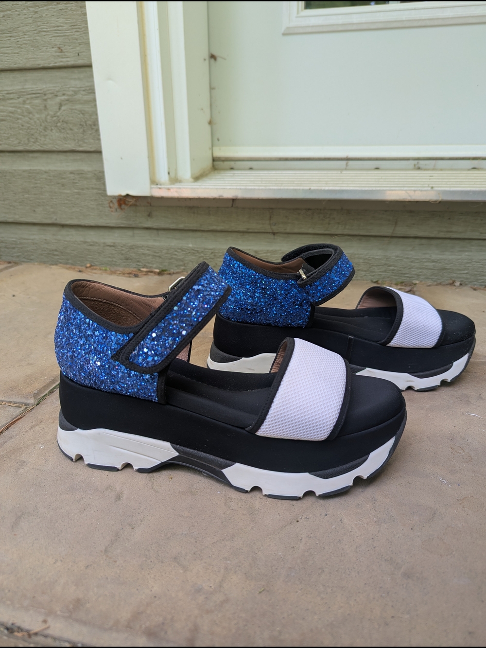 Marni Glitter Colour Block Platform Sandals